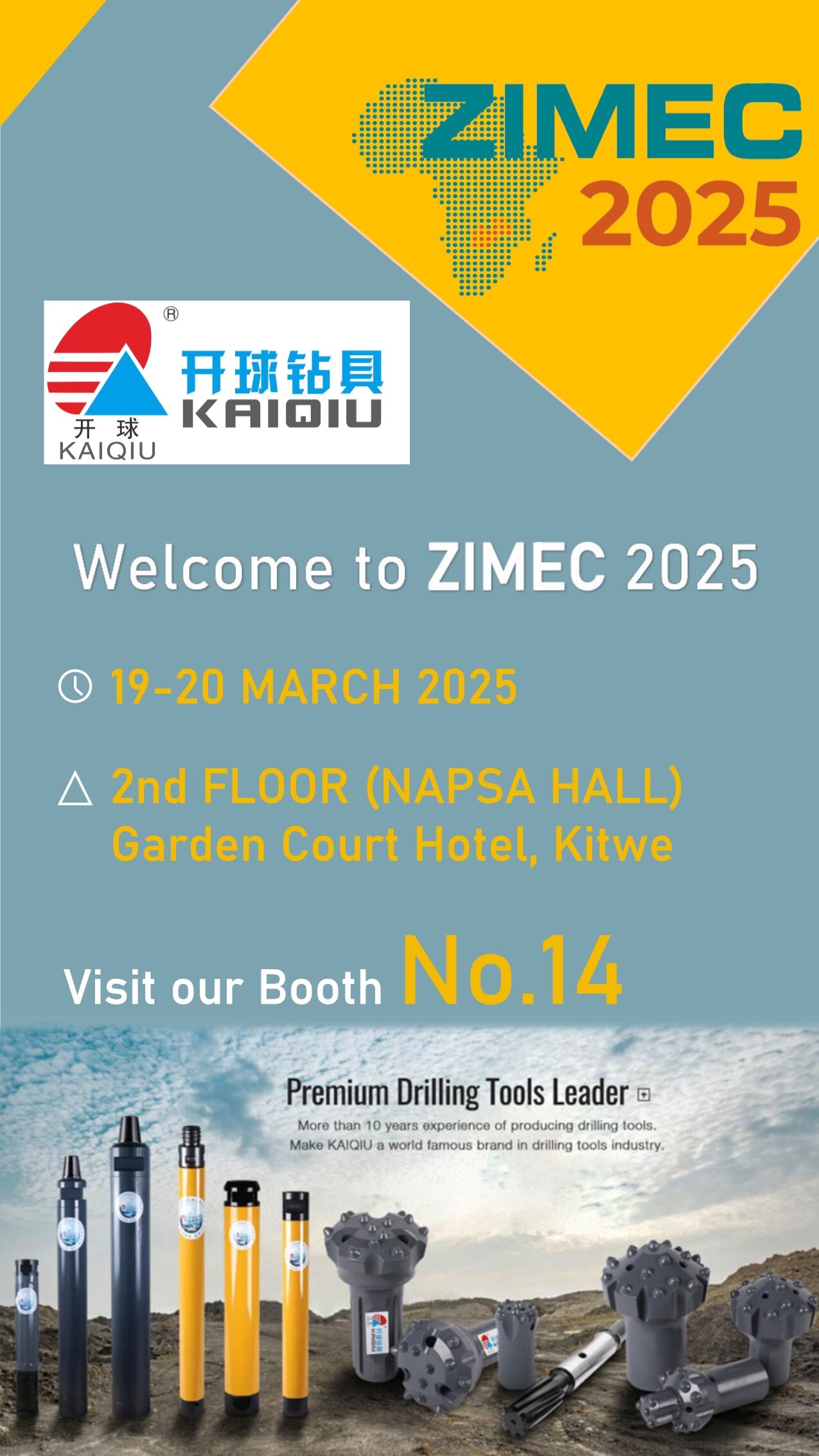 Kaiqiu Drilling Tools Co., Ltd. Приглашает вас посетить нас по адресу Zimec 2025